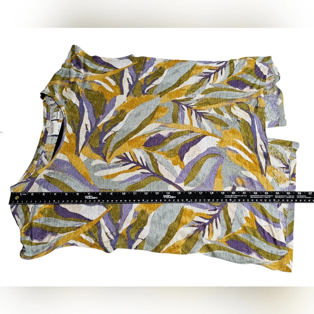 Rachel Zoe Women 100% Linen Boho Multicolor Leaf Print Tunic Top Size XL - Picture 6 of 7